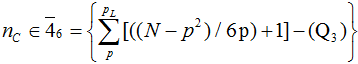 n_C \in \overline{4}_6 = {\Sum_p^{p_L}(((N - p^2)/6p)+1) - (Q_3)}
