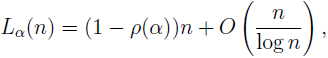L_{\alpha}(n)=(1-\rho(\alpha))n+O\left(\frac{n}{\log n}\right),