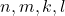 n,m,k,l