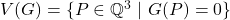 V(G)=\{P\in\mathbb{Q}^3~|~G(P)=0\}