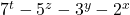 Rendered by QuickLaTeX.com 7^{t}-5^{z}-3^{y}-2^{x}