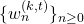 \{w_{n}^{(k,t)}\}_{ {n\ge0}}