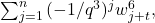 Rendered by QuickLaTeX.com \sum_{j=1}^n{(-1/q^3)^jw_{j + t}^6},
