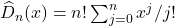 \widehat{D}_n(x)=n!\sum_{j=0}^n x^j/j!