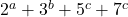 2^{a}+3^{b}+5^{c}+7^{c}
