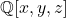 \mathbb{Q}[x,y,z]