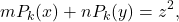 \[mP_k(x)+nP_k(y)=z^2,\]